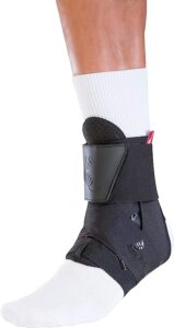man confidently wearing an adjustable ankle brace for optimal comfort and protection