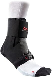 lace-up ankle brace illustrating how the brace can be comfortably worn with any footwear