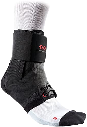 a lace-up ankle brace made from breathable and lightweight materials, promoting comfort during use