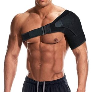 A shoulder brace made of breathable material, offering relief for individuals with bursitis