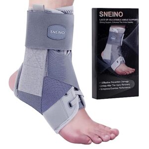 lace-up ankle brace showcasing its contouring straps and secure fit around the ankle