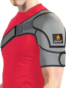 A shoulder brace with adjustable straps, ideal for managing bursitis discomfort