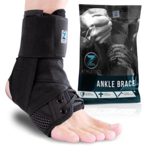 man showcasing the effectiveness of a neoprene ankle brace for pain relief and mobility enhancement