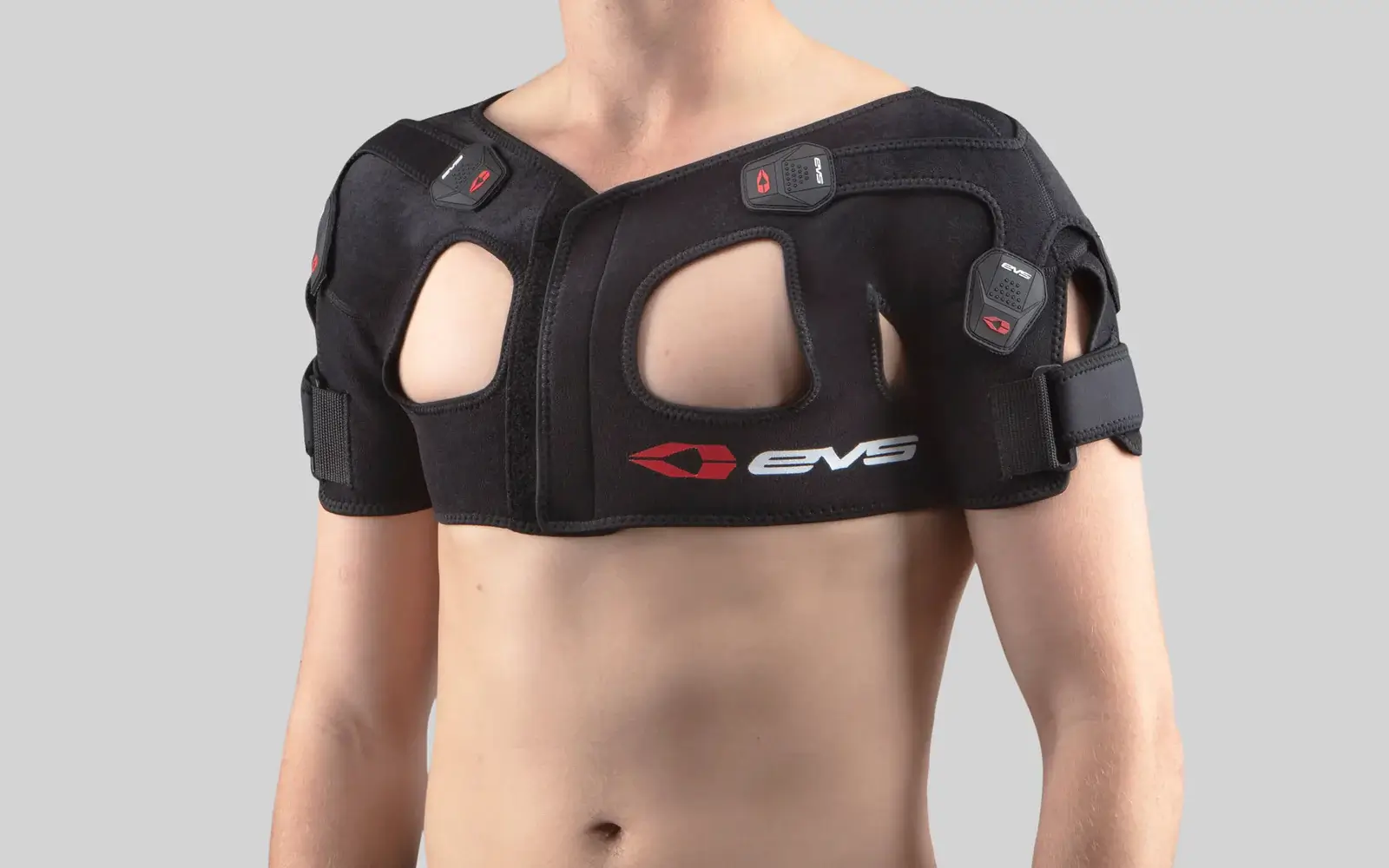 man wearing shoulder brace to heal injury