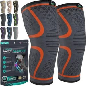 Innovative runner's knee braces with breathable materials, designed to provide relief and aid in the recovery process for active individuals