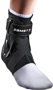 A durable nylon ankle brace designed for supination support, featuring stabilizing straps for enhanced protection and comfort