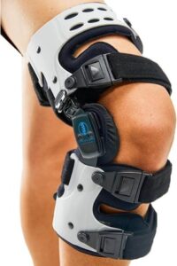 person wearing a Dynamic Knee Extension Brace for rehabilitation